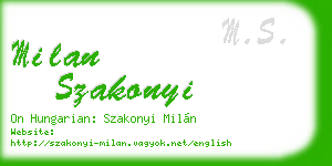 milan szakonyi business card